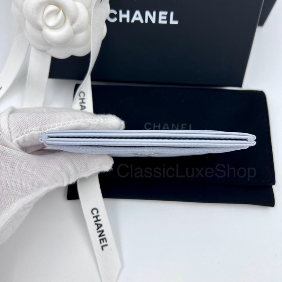BRAND NEW! Chanel Caviar Quilted Classic Card Holder in Pale Blue - Picture 10 of 12